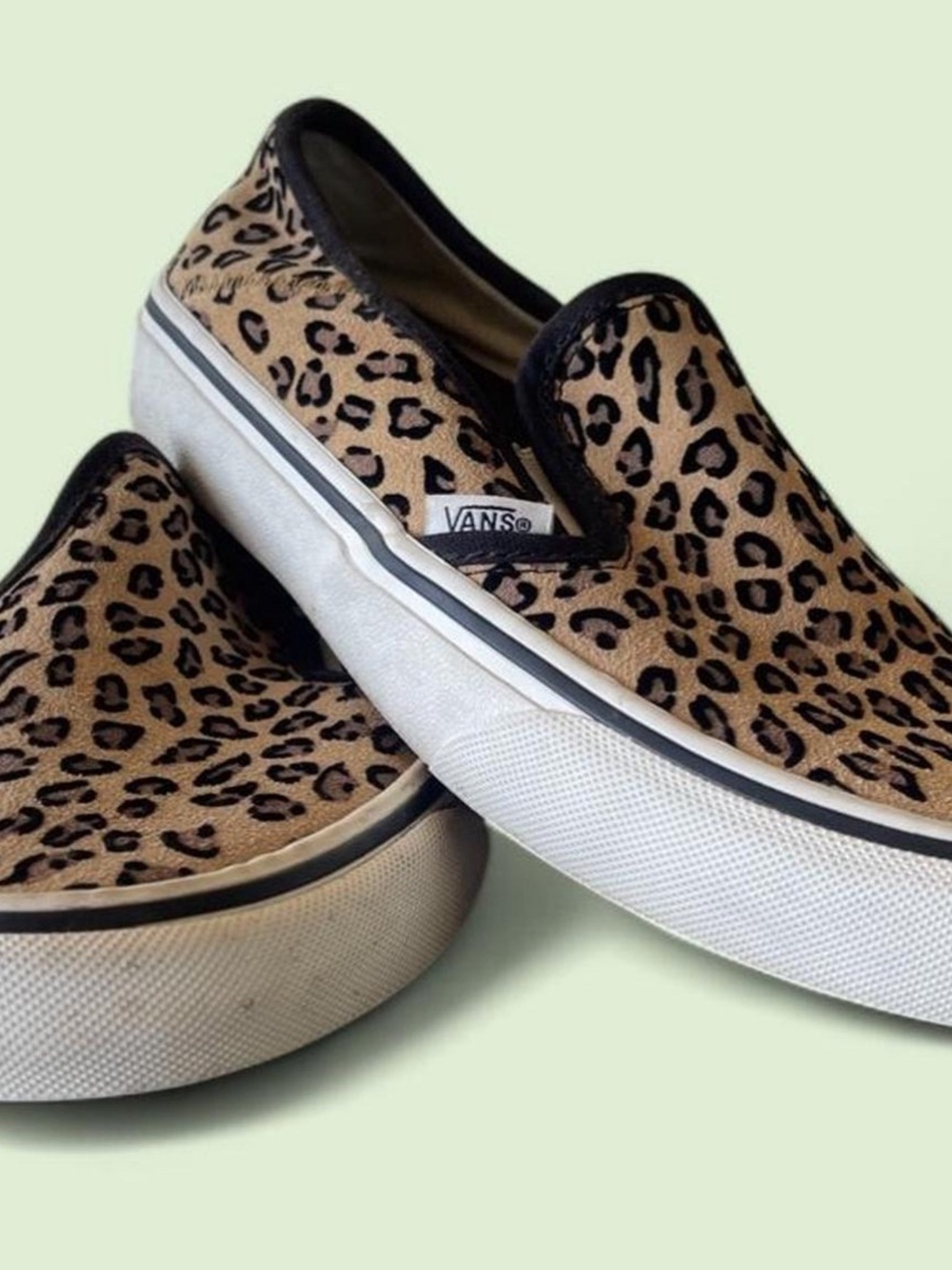 Vans Woman’s Slip-On Sneakers in Leopard Print - Black & Tan - Picture 2 of 6